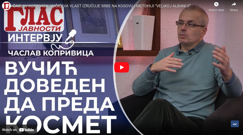 Часлав Копривица: Вучићева власт изручује Србе на Косову и Метохији ’’Великој Албанији’’